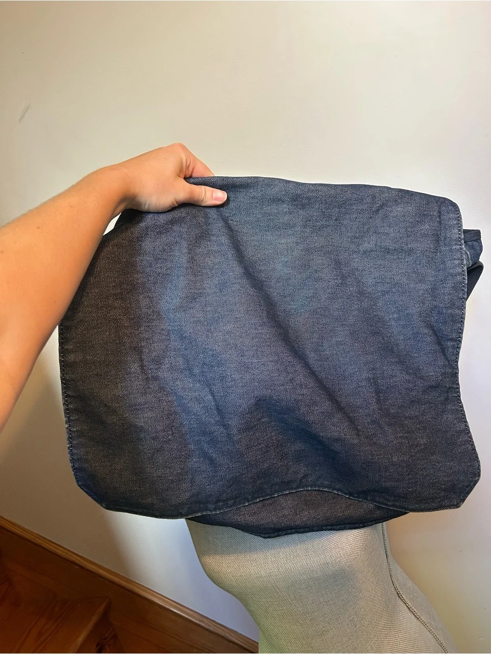 Large Denim Dark Gray Crossbody Shoulder Bag - GAP